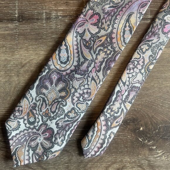 The Big Knot by Steven Land 100% Silk Multicolor Paisley Floral Men's Necktie - Picture 3 of 6